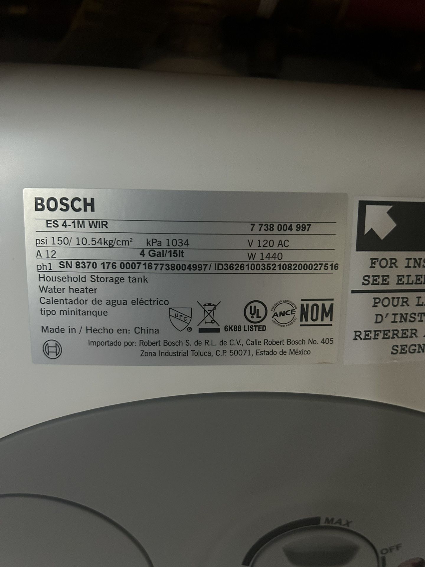 Bosch 4 Gallon Water Heater for Sale in Vlg Wellingtn, FL OfferUp