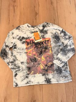 Delila Women’s L White Tie Dye Crew Neck Long Sleeve