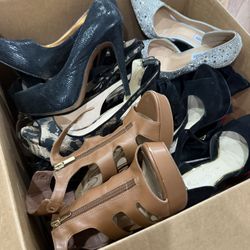 Box Of Mix Brands Used Women Heels $50