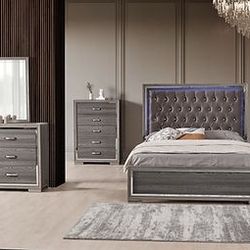 Rino Grey King Bed