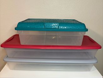 3 Underbed Plastic Storage Bins with Lids