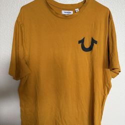 True Religion Mustard Yellow Logo T-Shirt Men’s 2XL Streetwear Tee