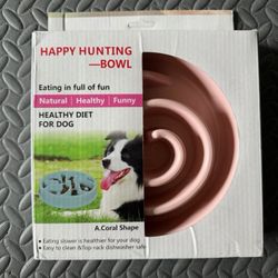 JX Happy Hunting Bowl Dog Pink Coral Shape Slow Speed Food Bowl Healthy Diet New