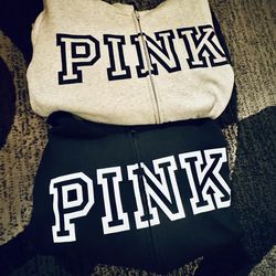 2 PINK Ivy Fleece College Campus Full Zip Hoodies XL