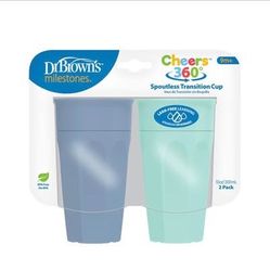 Dr. Brown's Milestones Cheers 360 Spoutless Transition Cup, Travel Friendly And Leak Free Sippy