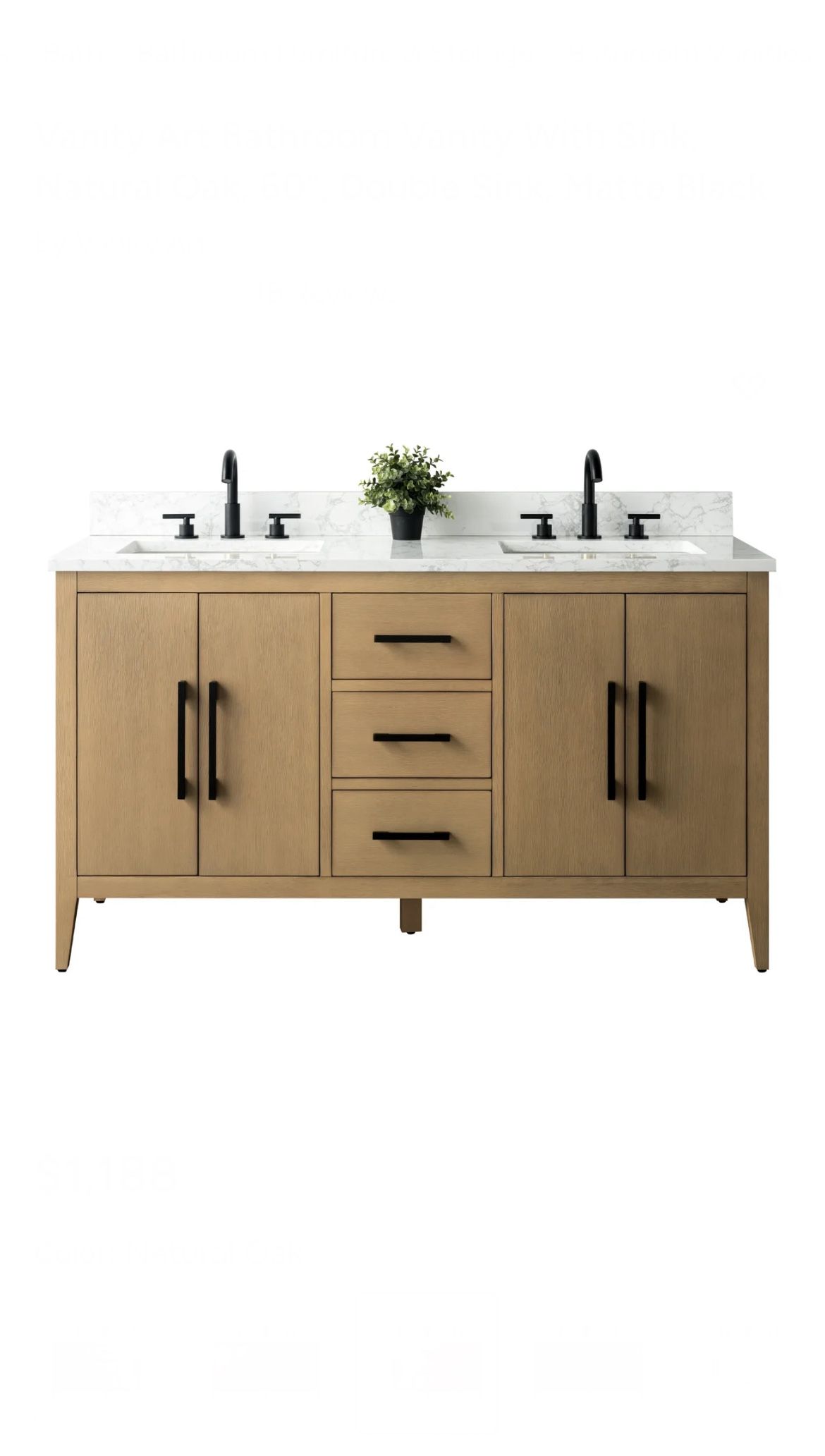 60in Art Bathroom Vanity - Natural Oak 