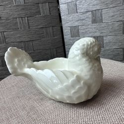 Vintage White Ceramic Bird Candle Holder 