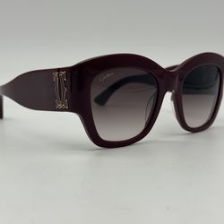C DE CARTIER BURGUNDY COMPOSITE CAT-EYE SUNGLASSES CT0435S NEW 100% GENUINE $765