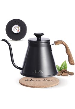 Harriet Gooseneck Kettle with Thermometer for Pour Over Coffee and Tea, 37 fl oz, Stainless Steel, Durable 3-Layer Base, Ideal Spout for Precision Pou