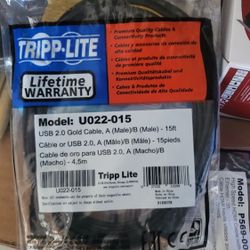 BRAND NEW- USB 2.0 A to B Cable (M/M), 15 ft. (4.57 m) Part Number:  U022-015  