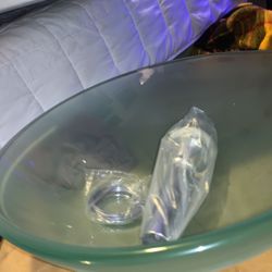 ElecWish Frosted Glass Vessel Sink Set
