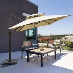 Rectangle Cantilever Patio Umbrella with 260 lbs Capacity Base Weight