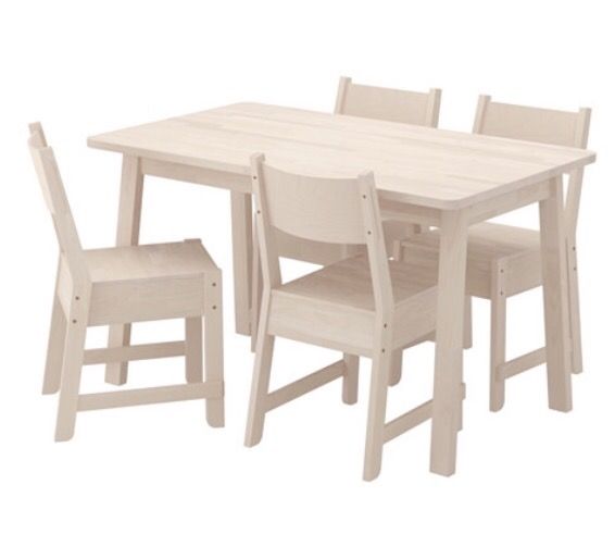 Sturdy white birch dining table