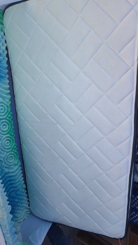 2 Identical Twin Mattresses, Both with Foam Mattress Toppers, Mattress Protectors and Box Springs