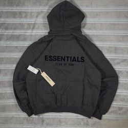 🔥 ESSENTIALS FEAR OF GOD HOODIE – BLACK – SMALL (NEW)