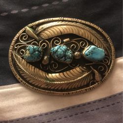 Turquoise and Pewter belt buckle