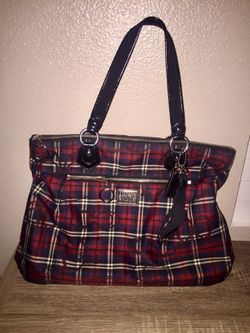 Coach poppy plaid tote