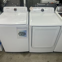 WHITE SAMSUNG TOP LOAD WASHER & GAS DRYER SET 