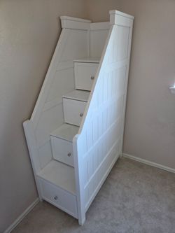 White Bunk Bed Stairway / 3-Drawer Storage Unit – Like New