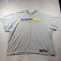 Vintage NIKE Los Angeles Lakers Basketball Men’s 4XL Gray T-shirt Made USA #1712