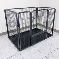 BRAND NEW $110 Heavy Duty Pet Playpen w/ Plastic Tray, Dog Cage Kennel 4 Panels, L49” x W32” x H35”