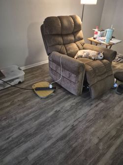 Power Lift Recliner Chair Brown Fabric