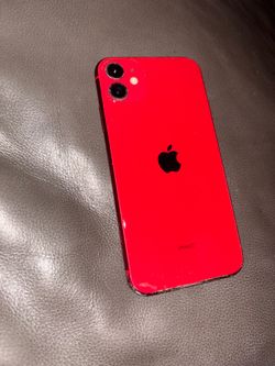 Red iphone 11, cracked screen still works
