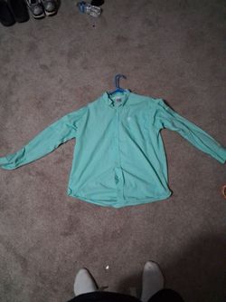 Mint blue cinch long sleeve button down
