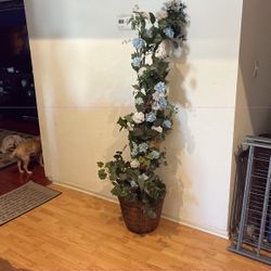 5” 3 Artificial Plant With Blue And White Flowers.