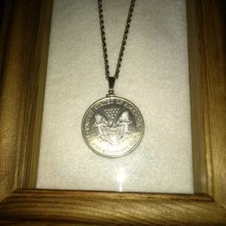 1999 Vintage Walking Liberty Coin, Pendent and Chain