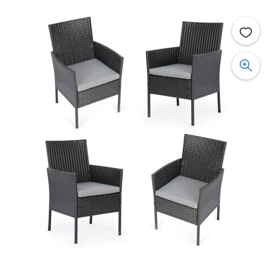 Cloud Mountain Set of 4 Patio Chairs, Outdoor Wicker Dining Chairs with Removable Cushions, Armchairs for Garden, Porch, Poolside, Balcony