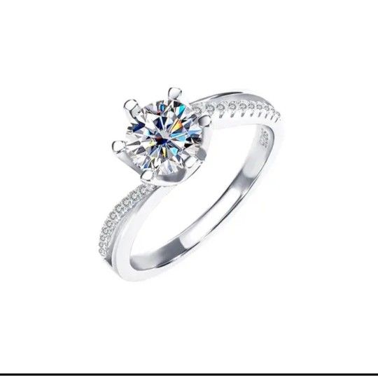 1carats Moissanite Vvs1 Diamond, 925 Sterling Silver, Women's Ring, Size 8