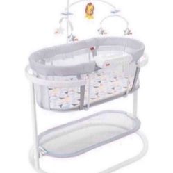 Fisher-Price Soothing Motions Bassinet for Baby with Lights Music & Vibrations, Pacific Pebble