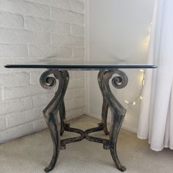 Vintage Ethan Allen Glass Scroll Table As Seen On Friends Monica Geller