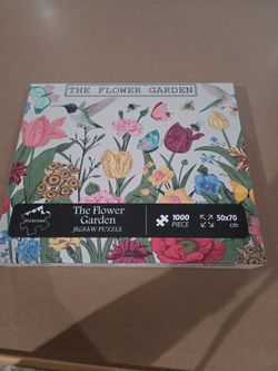 The Flower Garden Jigsaw Puzzle by the brand PICKFORU glossy 1000 piece puzzle