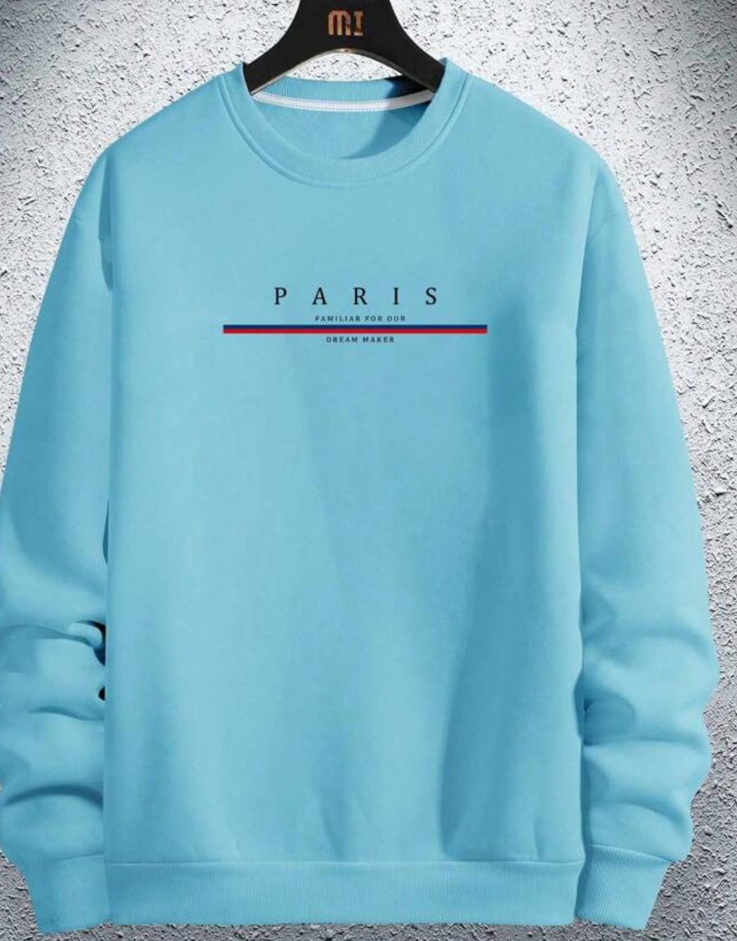 Manfinity Homme Men's Loose Fit Drop-Shoulder Sweatshirt Paris Letter Print