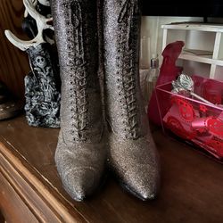 Purple Glittery Witch Boots