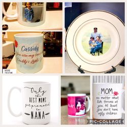 Custom mugs and plates . Mother's Day
