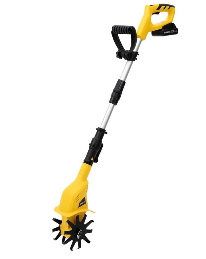 Cordless Tiller Cultivator, 20V 250RPM Electric Tiller, in Wide in  Depth Garden Cultivator, Electric Rototiller w/Battery Power Cord Telescopi