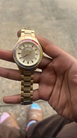 Bulova Gold-Tone Watch with Rainbow Crystal Bezel