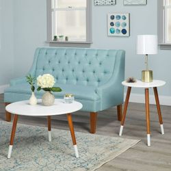 3pc mid century modern style coffee table with end table (white) (gray)and (black)