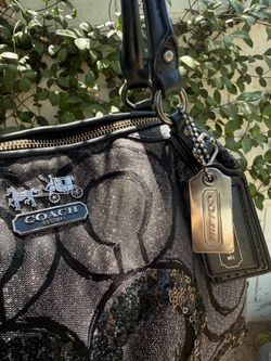 Vintages Coach Madison Sophia Sequin Metallic Satchel Shoulder Bag [J1082-15940]