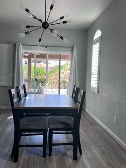 Dark Wood Dining Table with 4 Chairs