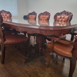 Korean Hand Carved Wood Dining Set, Seats 8 !! $900 