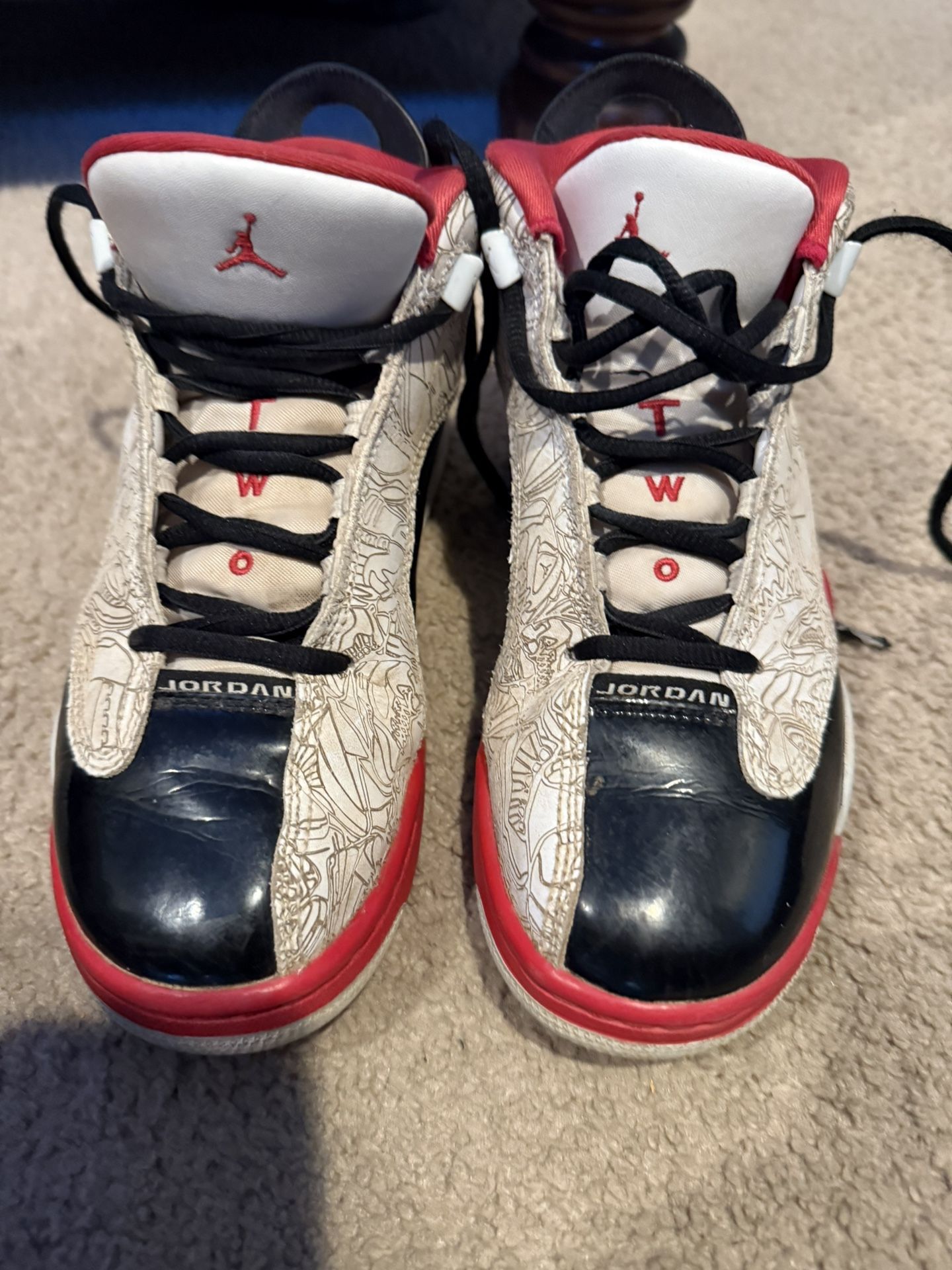 Air Jordan Shoes Youth Size 5Y White Black Dub Zero Patent Laser 311047-116