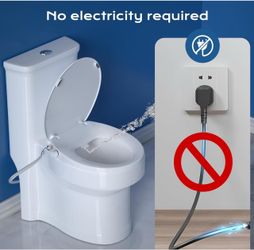 New Clirass Round Bidet Toilet Seat with Quiet-Close, Non-Electric Bidet Mode with Dual Nozzles, Fit Round Toilet Seat, Adjustable Water Pressure with
