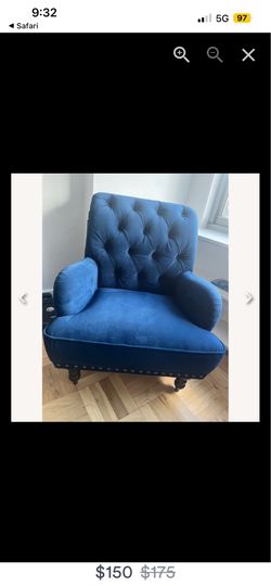 TWO Pier 1 Navy Velour Accent Chairs