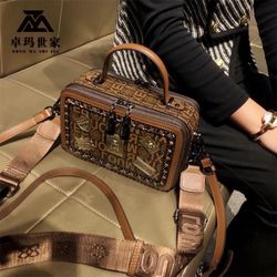 Zhuoma family bag women’s 2025 new versatile niche shoulder bag high-end handbag cross-body box small square bag trend