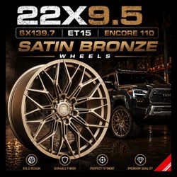 🔥 22x9.5 6x139.7 Encore 110 Satin Bronze Wheels 🔥