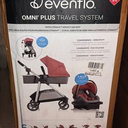 Evenflo Omni Plus Travel System with LiteMax Infant Car Seat, Shasta Pink